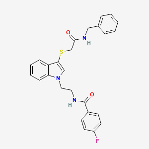 N-(2-(3-((2-(benzylamino)-2-oxoethyl)thio)-1H-indol-1-yl)ethyl)-4-fluorobenzamide