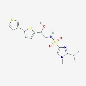 molecular formula C17H21N3O3S3 B2954938 N-(2-([2,3'-bithiophen]-5-yl)-2-hydroxyethyl)-2-isopropyl-1-methyl-1H-imidazole-4-sulfonamide CAS No. 2185590-58-1