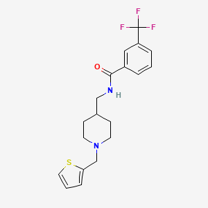 molecular formula C19H21F3N2OS B2954979 N-((1-(thiophen-2-ylmethyl)piperidin-4-yl)methyl)-3-(trifluoromethyl)benzamide CAS No. 954080-05-8