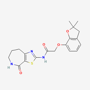 molecular formula C19H21N3O4S B2955007 2-[(2,2-dimethyl-2,3-dihydro-1-benzofuran-7-yl)oxy]-N-{4-oxo-4H,5H,6H,7H,8H-[1,3]thiazolo[5,4-c]azepin-2-yl}acetamide CAS No. 1797890-73-3