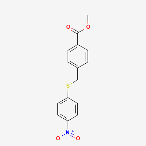 molecular formula C15H13NO4S B2955011 Methyl 4-(((4-nitrophenyl)thio)methyl)benzoate CAS No. 159584-01-7