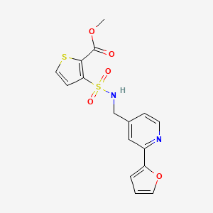 molecular formula C16H14N2O5S2 B2955040 methyl 3-(N-((2-(furan-2-yl)pyridin-4-yl)methyl)sulfamoyl)thiophene-2-carboxylate CAS No. 2034440-68-9