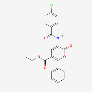 molecular formula C21H16ClNO5 B2955092 ethyl 3-[(4-chlorobenzoyl)amino]-2-oxo-6-phenyl-2H-pyran-5-carboxylate CAS No. 338404-92-5