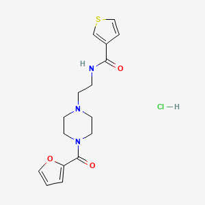 molecular formula C16H20ClN3O3S B2955105 N-(2-(4-(furan-2-carbonyl)piperazin-1-yl)ethyl)thiophene-3-carboxamide hydrochloride CAS No. 1351648-95-7