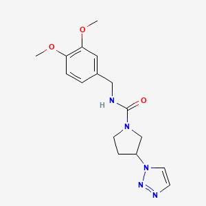 molecular formula C16H21N5O3 B2955107 N-(3,4-dimethoxybenzyl)-3-(1H-1,2,3-triazol-1-yl)pyrrolidine-1-carboxamide CAS No. 1798466-38-2