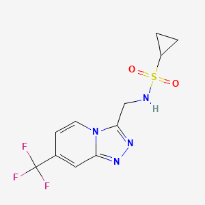 molecular formula C11H11F3N4O2S B2955120 N-((7-(trifluoromethyl)-[1,2,4]triazolo[4,3-a]pyridin-3-yl)methyl)cyclopropanesulfonamide CAS No. 2034418-85-2
