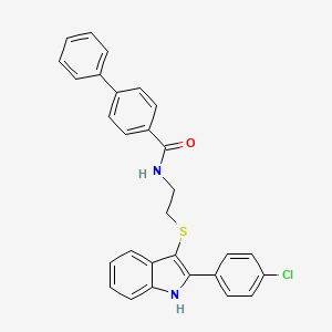 molecular formula C29H23ClN2OS B2955130 N-(2-((2-(4-chlorophenyl)-1H-indol-3-yl)thio)ethyl)-[1,1'-biphenyl]-4-carboxamide CAS No. 850917-54-3