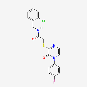 molecular formula C19H15ClFN3O2S B2955139 N-[(2-chlorophenyl)methyl]-2-{[4-(4-fluorophenyl)-3-oxo-3,4-dihydropyrazin-2-yl]sulfanyl}acetamide CAS No. 895103-84-1