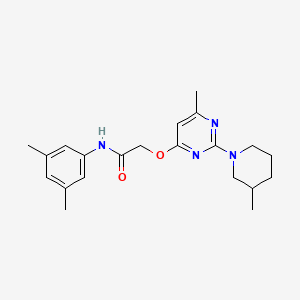 molecular formula C21H28N4O2 B2955156 N-(3,5-dimethylphenyl)-2-{[6-methyl-2-(3-methylpiperidin-1-yl)pyrimidin-4-yl]oxy}acetamide CAS No. 1226441-93-5