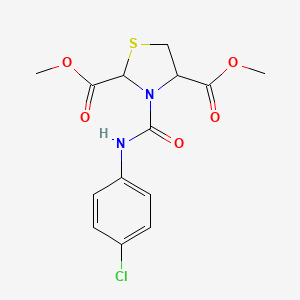 molecular formula C14H15ClN2O5S B2955161 Dimethyl 3-[(4-chloroanilino)carbonyl]-1,3-thiazolane-2,4-dicarboxylate CAS No. 318247-35-7