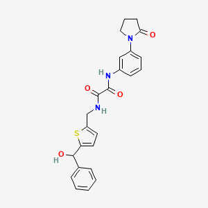 molecular formula C24H23N3O4S B2955165 N-({5-[hydroxy(phenyl)methyl]thiophen-2-yl}methyl)-N'-[3-(2-oxopyrrolidin-1-yl)phenyl]ethanediamide CAS No. 1797246-84-4