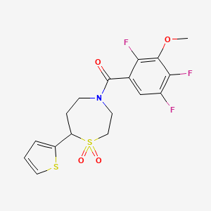 molecular formula C17H16F3NO4S2 B2955174 7-(thiophen-2-yl)-4-(2,4,5-trifluoro-3-methoxybenzoyl)-1lambda6,4-thiazepane-1,1-dione CAS No. 2034382-01-7