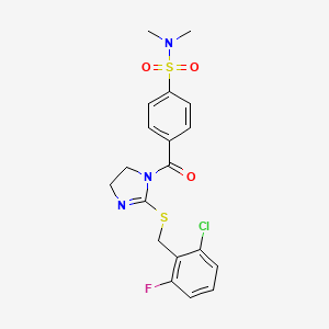 4-(2-((2-chloro-6-fluorobenzyl)thio)-4,5-dihydro-1H-imidazole-1-carbonyl)-N,N-dimethylbenzenesulfonamide