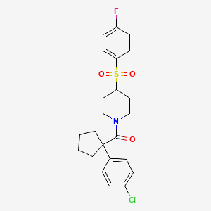 (1-(4-Chlorophenyl)cyclopentyl)(4-((4-fluorophenyl)sulfonyl)piperidin-1-yl)methanone