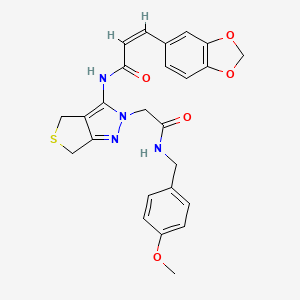 (Z)-3-(benzo[d][1,3]dioxol-5-yl)-N-(2-(2-((4-methoxybenzyl)amino)-2-oxoethyl)-4,6-dihydro-2H-thieno[3,4-c]pyrazol-3-yl)acrylamide