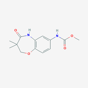 molecular formula C13H16N2O4 B2955270 Methyl (3,3-dimethyl-4-oxo-2,3,4,5-tetrahydrobenzo[b][1,4]oxazepin-7-yl)carbamate CAS No. 921523-87-7