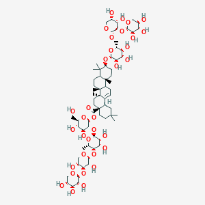 [(2S,3R,4S,5S,6R)-3-[(2S,3R,4S,5R,6S)-5-[(2S,3R,4S,5R)-3,5-dihydroxy-4-[(2S,3R,4S,5R)-3,4,5-trihydroxyoxan-2-yl]oxyoxan-2-yl]oxy-3,4-dihydroxy-6-methyloxan-2-yl]oxy-4,5-dihydroxy-6-(hydroxymethyl)oxan-2-yl] (4aS,6aS,6bR,10S,12aR,14bS)-10-[(2R,3R,4S,5S,6R)-6-[[(2S,3R,4S,5S)-4,5-dihydroxy-3-[(2S,3R,4S,5R)-3,4,5-trihydroxyoxan-2-yl]oxyoxan-2-yl]oxymethyl]-3,4,5-trihydroxyoxan-2-yl]oxy-2,2,6a,6b,9,9,12a-heptamethyl-1,3,4,5,6,6a,7,8,8a,10,11,12,13,14b-tetradecahydropicene-4a-carboxylate