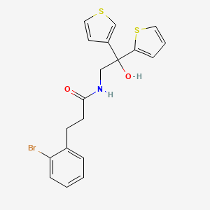 molecular formula C19H18BrNO2S2 B2955328 3-(2-bromophenyl)-N-(2-hydroxy-2-(thiophen-2-yl)-2-(thiophen-3-yl)ethyl)propanamide CAS No. 2097910-57-9