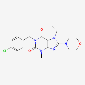 molecular formula C19H22ClN5O3 B2955332 1-(4-chlorobenzyl)-7-ethyl-3-methyl-8-morpholino-1H-purine-2,6(3H,7H)-dione CAS No. 1105245-18-8