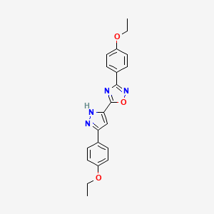 molecular formula C21H20N4O3 B2955338 3-(4-ethoxyphenyl)-5-[3-(4-ethoxyphenyl)-1H-pyrazol-5-yl]-1,2,4-oxadiazole CAS No. 1240306-72-2