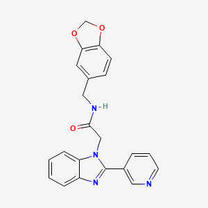 molecular formula C22H18N4O3 B2955340 N-(benzo[d][1,3]dioxol-5-ylmethyl)-2-(2-(pyridin-3-yl)-1H-benzo[d]imidazol-1-yl)acetamide CAS No. 1105240-66-1