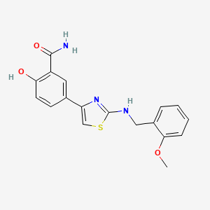 molecular formula C18H17N3O3S B2955342 2-Hydroxy-5-(2-{[(2-methoxyphenyl)methyl]amino}-1,3-thiazol-4-yl)benzamide CAS No. 879304-62-8
