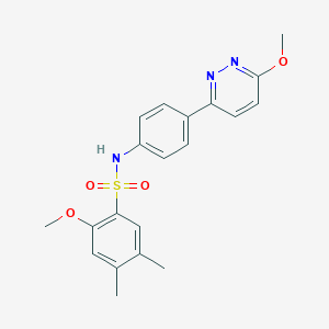 molecular formula C20H21N3O4S B2955366 2-methoxy-N-[4-(6-methoxypyridazin-3-yl)phenyl]-4,5-dimethylbenzene-1-sulfonamide CAS No. 946358-90-3