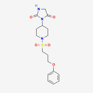 molecular formula C17H23N3O5S B2955386 3-[1-(3-phenoxypropanesulfonyl)piperidin-4-yl]imidazolidine-2,4-dione CAS No. 2034389-04-1