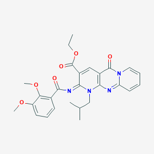 molecular formula C27H28N4O6 B2955403 ethyl 6-(2,3-dimethoxybenzoyl)imino-7-(2-methylpropyl)-2-oxo-1,7,9-triazatricyclo[8.4.0.03,8]tetradeca-3(8),4,9,11,13-pentaene-5-carboxylate CAS No. 534577-48-5