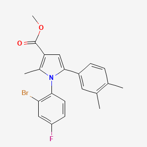 molecular formula C21H19BrFNO2 B2955428 methyl 1-(2-bromo-4-fluorophenyl)-5-(3,4-dimethylphenyl)-2-methyl-1H-pyrrole-3-carboxylate CAS No. 881041-41-4