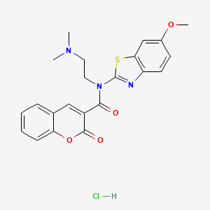 molecular formula C22H22ClN3O4S B2955445 N-(2-(dimethylamino)ethyl)-N-(6-methoxybenzo[d]thiazol-2-yl)-2-oxo-2H-chromene-3-carboxamide hydrochloride CAS No. 1215583-21-3