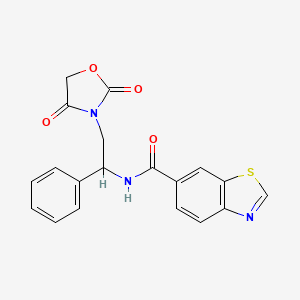 molecular formula C19H15N3O4S B2955465 N-[2-(2,4-dioxo-1,3-oxazolidin-3-yl)-1-phenylethyl]-1,3-benzothiazole-6-carboxamide CAS No. 1903219-02-2