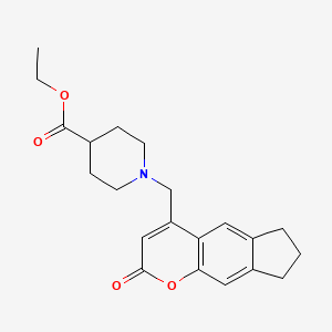 molecular formula C21H25NO4 B2955486 ethyl 1-({2-oxo-2H,6H,7H,8H-cyclopenta[g]chromen-4-yl}methyl)piperidine-4-carboxylate CAS No. 859862-25-2