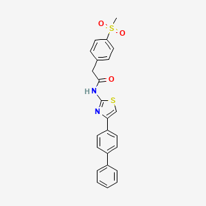 molecular formula C24H20N2O3S2 B2955498 N-(4-([1,1'-biphenyl]-4-yl)thiazol-2-yl)-2-(4-(methylsulfonyl)phenyl)acetamide CAS No. 941930-60-5
