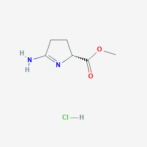 molecular formula C6H11ClN2O2 B2955500 Methyl (2R)-5-amino-3,4-dihydro-2H-pyrrole-2-carboxylate;hydrochloride CAS No. 110971-85-2