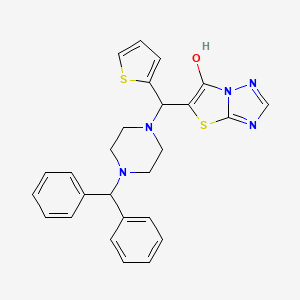 molecular formula C26H25N5OS2 B2955534 5-((4-Benzhydrylpiperazin-1-yl)(thiophen-2-yl)methyl)thiazolo[3,2-b][1,2,4]triazol-6-ol CAS No. 868220-98-8