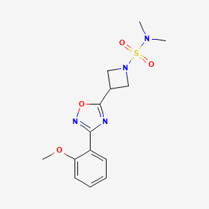 molecular formula C14H18N4O4S B2955538 3-[3-(2-methoxyphenyl)-1,2,4-oxadiazol-5-yl]-N,N-dimethylazetidine-1-sulfonamide CAS No. 1396845-01-4