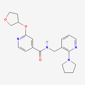 molecular formula C20H24N4O3 B2955540 2-(oxolan-3-yloxy)-N-{[2-(pyrrolidin-1-yl)pyridin-3-yl]methyl}pyridine-4-carboxamide CAS No. 1903459-79-9