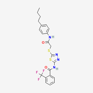 molecular formula C22H21F3N4O2S2 B2955541 N-(5-((2-((4-butylphenyl)amino)-2-oxoethyl)thio)-1,3,4-thiadiazol-2-yl)-2-(trifluoromethyl)benzamide CAS No. 896029-00-8