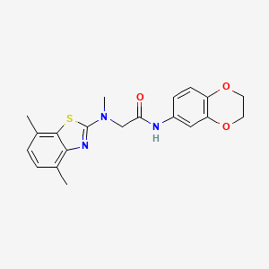 molecular formula C20H21N3O3S B2955543 N-(2,3-dihydro-1,4-benzodioxin-6-yl)-2-[(4,7-dimethyl-1,3-benzothiazol-2-yl)(methyl)amino]acetamide CAS No. 1351603-10-5