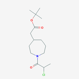 molecular formula C15H26ClNO3 B2955578 Tert-butyl 2-[1-(2-chloropropanoyl)azepan-4-yl]acetate CAS No. 2411264-53-2