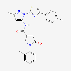 B2955583 N-(3-methyl-1-(4-(p-tolyl)thiazol-2-yl)-1H-pyrazol-5-yl)-5-oxo-1-(o-tolyl)pyrrolidine-3-carboxamide CAS No. 1019103-34-4