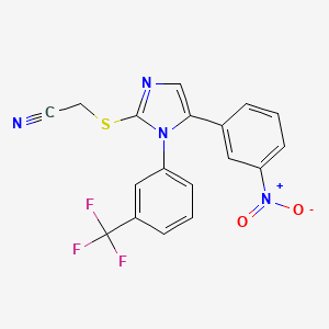 2-((5-(3-nitrophenyl)-1-(3-(trifluoromethyl)phenyl)-1H-imidazol-2-yl)thio)acetonitrile