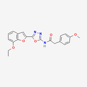 molecular formula C21H19N3O5 B2955591 N-[5-(7-ethoxy-1-benzofuran-2-yl)-1,3,4-oxadiazol-2-yl]-2-(4-methoxyphenyl)acetamide CAS No. 922098-75-7