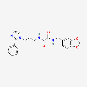 molecular formula C22H22N4O4 B2955595 N'-[(2H-1,3-benzodioxol-5-yl)methyl]-N-[3-(2-phenyl-1H-imidazol-1-yl)propyl]ethanediamide CAS No. 1421530-41-7
