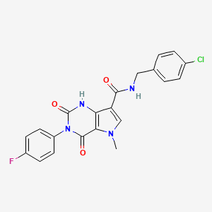 molecular formula C21H16ClFN4O3 B2955604 N-(4-chlorobenzyl)-3-(4-fluorophenyl)-5-methyl-2,4-dioxo-2,3,4,5-tetrahydro-1H-pyrrolo[3,2-d]pyrimidine-7-carboxamide CAS No. 923114-09-4