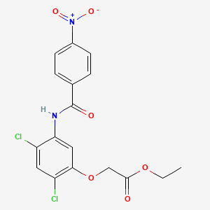 molecular formula C17H14Cl2N2O6 B2955640 Ethyl 2-(2,4-dichloro-5-((4-nitrobenzoyl)amino)phenoxy)acetate CAS No. 338961-35-6