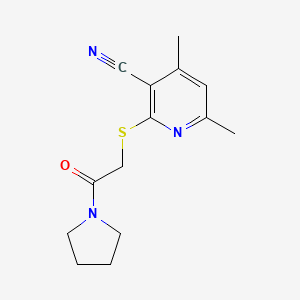 4,6-Dimethyl-2-((2-oxo-2-(pyrrolidin-1-yl)ethyl)thio)nicotinonitrile