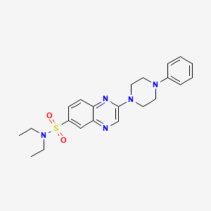 molecular formula C22H27N5O2S B2955643 N,N-diethyl-2-(4-phenylpiperazin-1-yl)quinoxaline-6-sulfonamide CAS No. 1215704-04-3