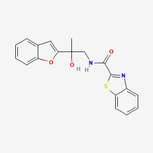 molecular formula C19H16N2O3S B2955659 N-[2-(1-benzofuran-2-yl)-2-hydroxypropyl]-1,3-benzothiazole-2-carboxamide CAS No. 2034493-13-3
